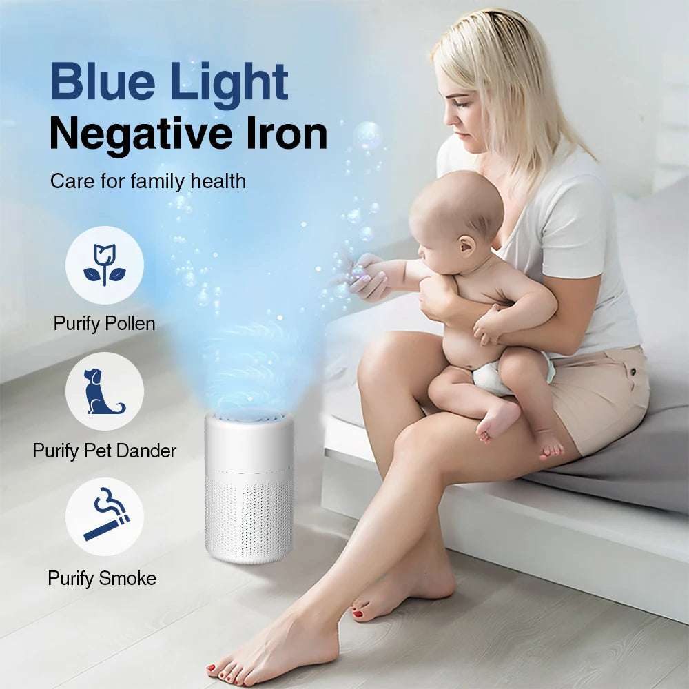 Mini Air Purifier With Activated Carbon Home HEPA Filter Deodorizer Smoke Odor Removal Negative Ion Generator Car Air Freshener