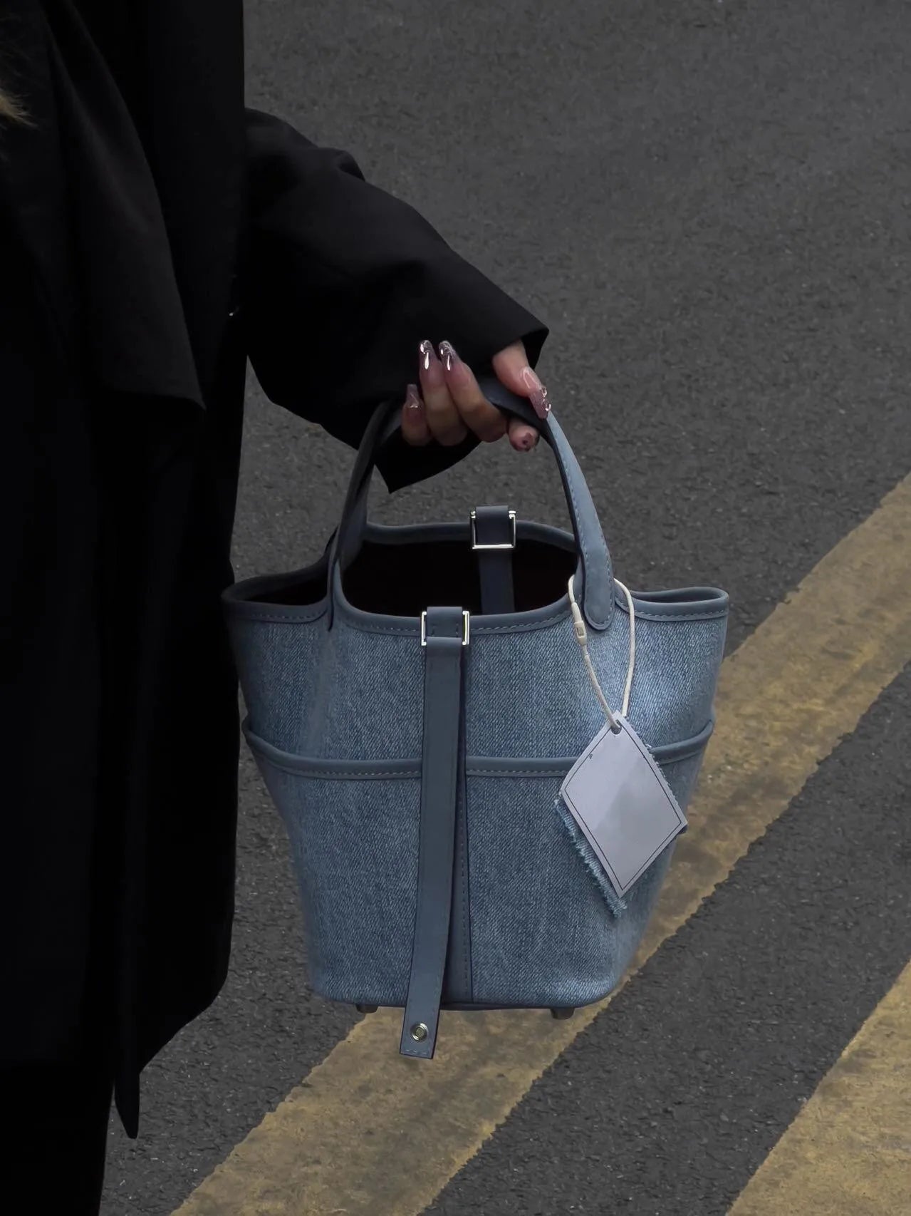 Large Capaci Denim Tote Bag Women's Handbag Buet Sle Fall Winter Market Basket Bag Faionable And Practical Ladies Purse