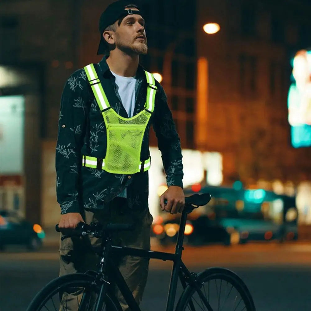 Reflective Safety Vests Lightweight Adjustable Elastic Vest Jacket Hi Vis Reflective Strips for Traffic Control Running Cycling