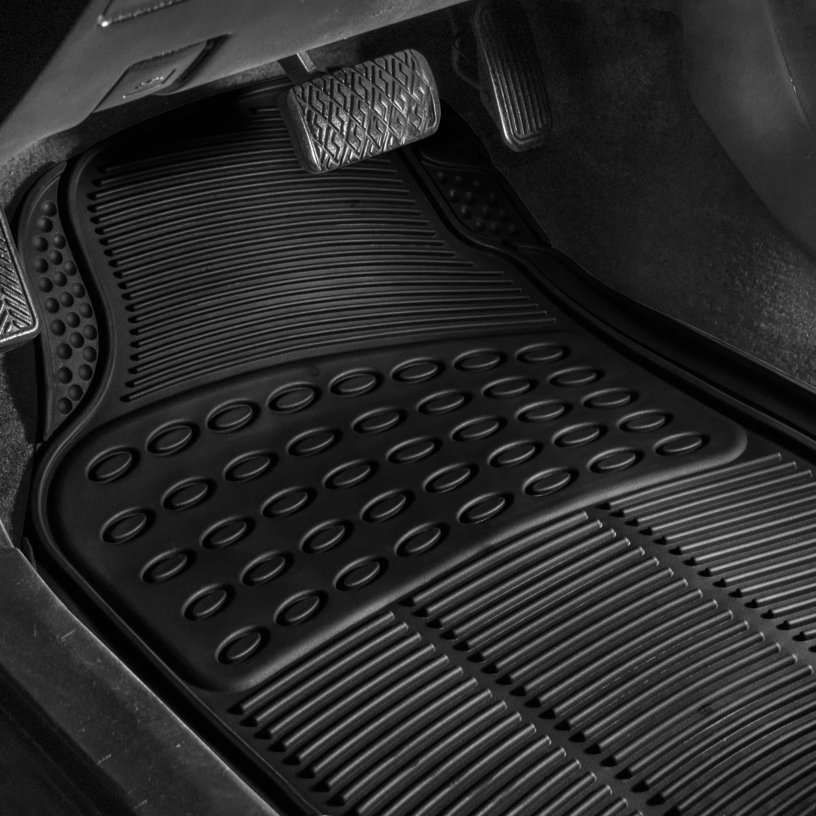 (4PC)  All Weather Car Floor Mats, Universal Design, Car Floor Mats With Grip Ridges, Waterproof, For Cars, Trucks And SUVs