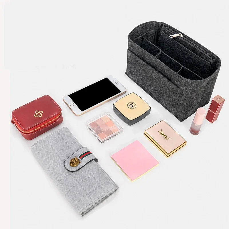 EverToner Felt Insert Bag Micro Makeup Handbag Organizer Travel Inner Purse Cosmetic Inside Bags