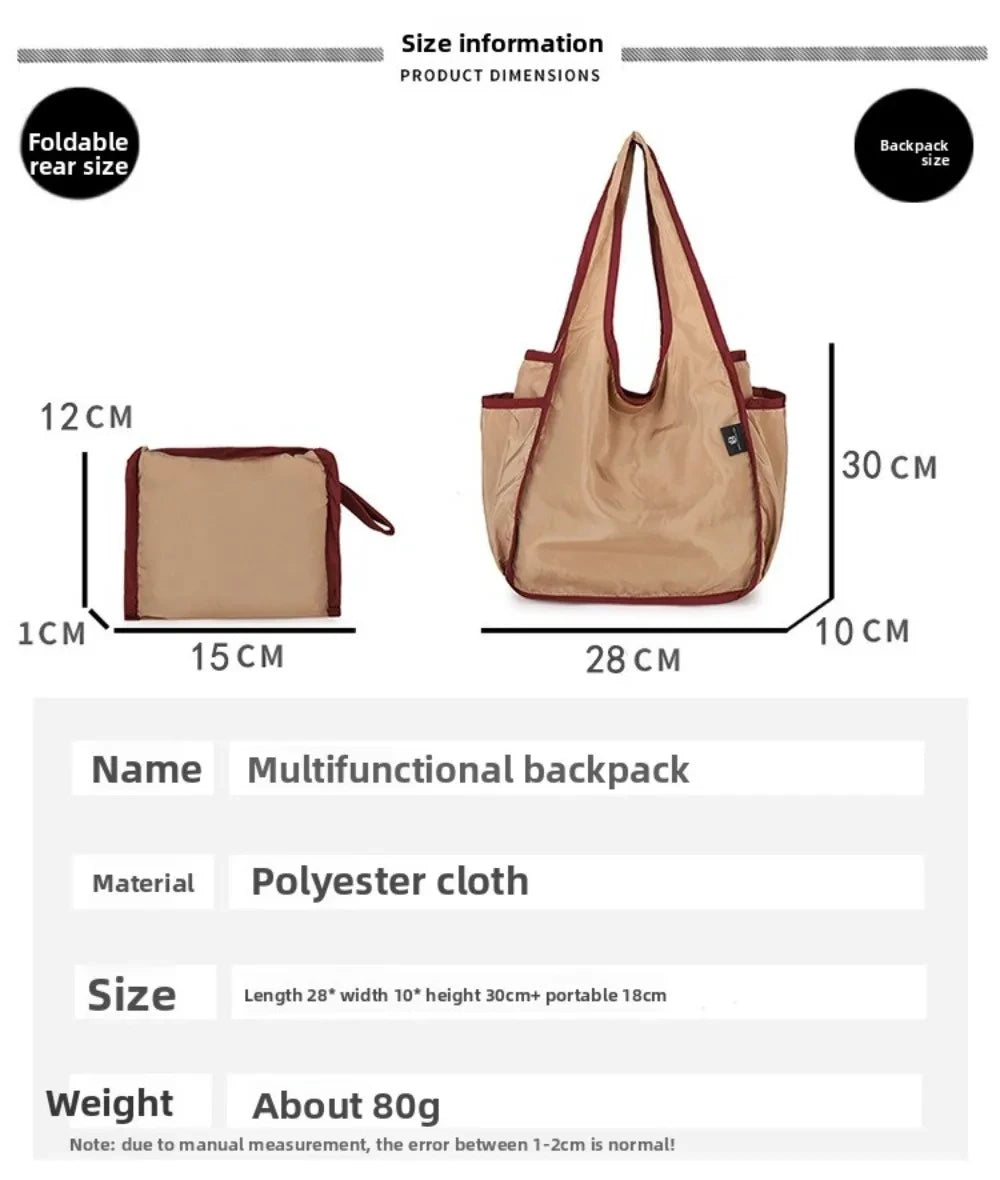 Large Capacity Lady Tote Bag Foldable Thickening Shopping Bag Lightweight Handbag Double-layer Shoulder Bag for Women