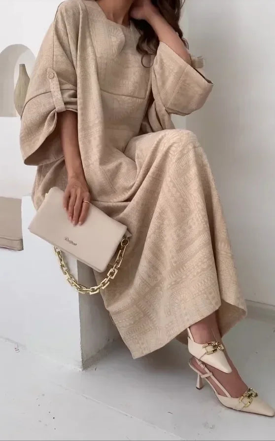 2024 Summer Fashion New Muslim Women Loose Ethnic Style Plus Size Dress Printed Square Neck Elegant Casual Party Women's Wear