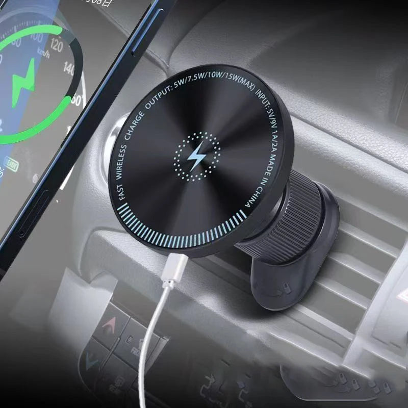 Magnetic Wireless Car Charger 15W Fast Charge Air Vent Magnet Car Mount Phone Holder for iPhone 16 15 14 13 12 Pro Max Plus