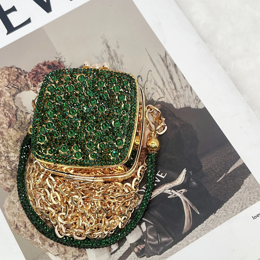 Banquet Bag for Women High-quality Acrylic Shoulder Bag with Mirror Designer Full Diamond Mini Crossbody Bag Cute Lipstick Bag