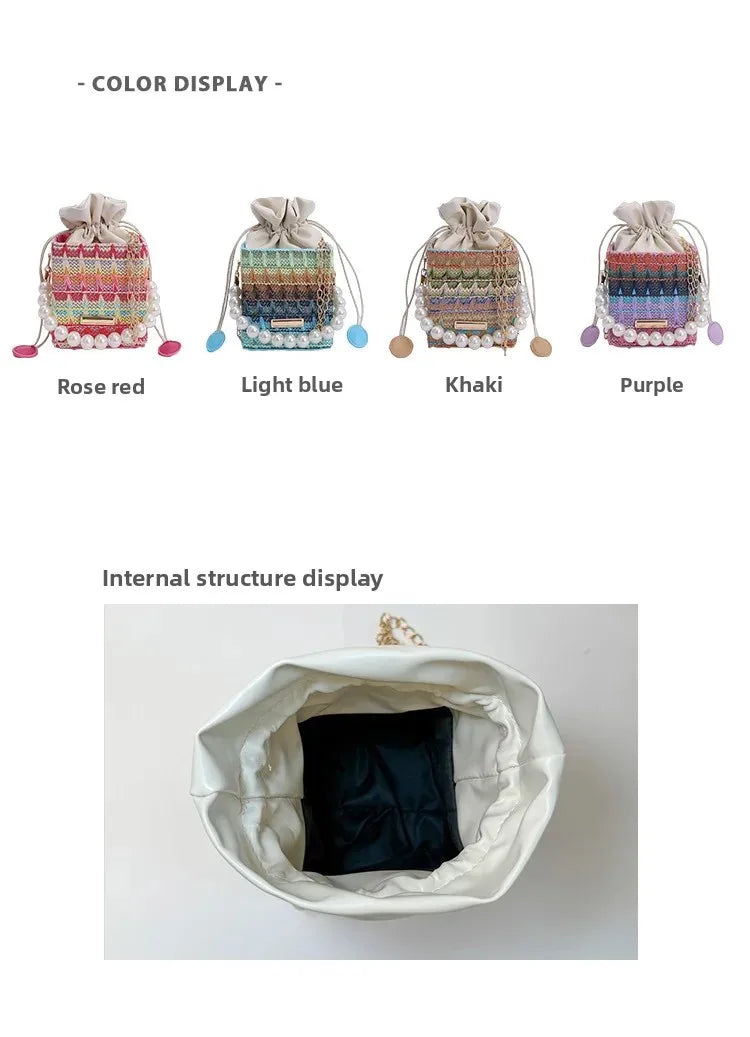 Trendy Chain Strap Women's Crossbody Bag Fashionable Drawstring Shoulder Bag Stylish Small Square Handbag Casual New Model