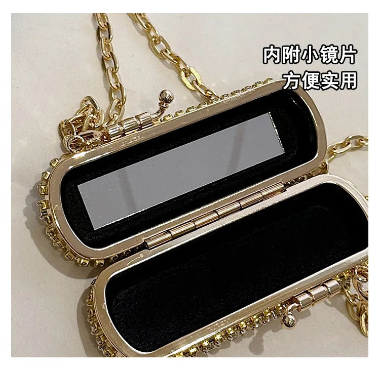 Mini Evening Bags for Women 2025 New Fashion Diamonds Shoulder Bag Ladies Luxury Cute Chain Party Lipstick Crossbody Bag Woman