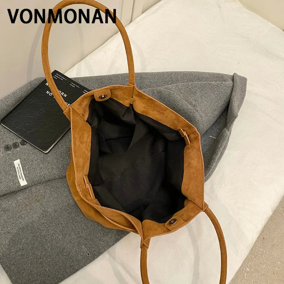 Large Nubuck Leather Tote Bags Ladies Shoulder Bag for Women Autumn Winter New Korean Fashion Y2K Retro Handbags and Purses