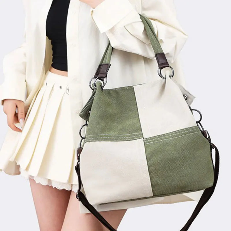 New Canvas Retro Shoulder Bag Simple Fashionable Versatile Women's Commuting Bag Large Capacity Crossbody Bag