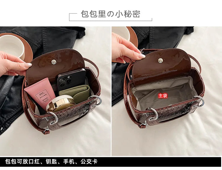 Women's Princess Diana - Style Glossy Crocodile Shoulder Bag - High - End,Versatile Messenger for On - the - Go luxury designer