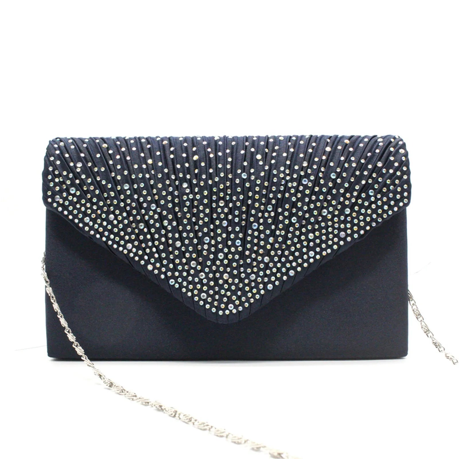 Women's  Luxury Silk Evening Clutch Bag - Elegant Women’s Prom/Wedding Handbag with Detachable Chain Strap & Secure Closure