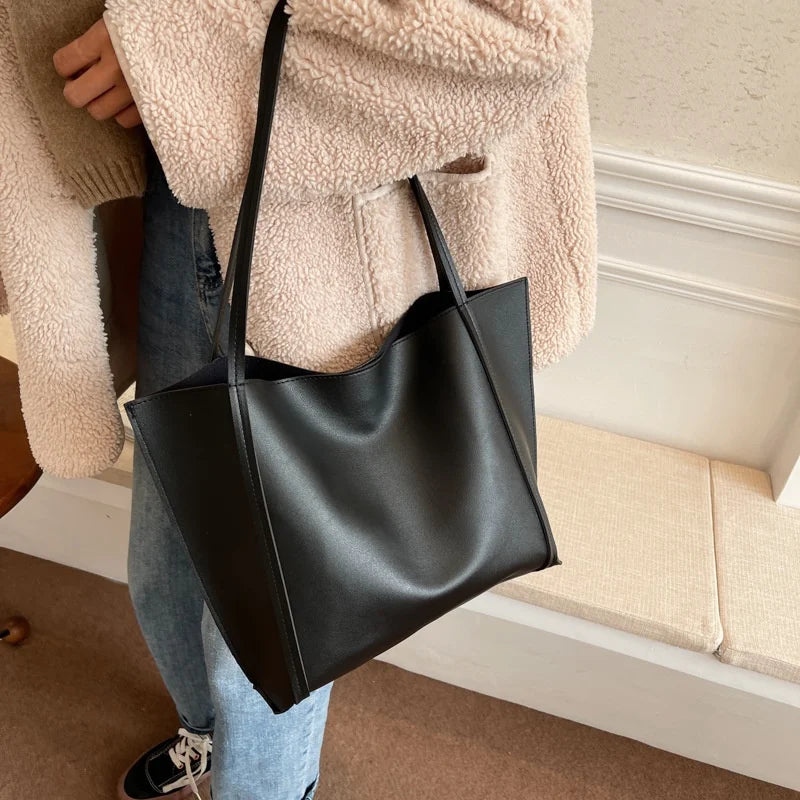 Large Capacity Shoulder Bag Trendy Pu Leather Tote Bags Solid Color Ladies Handbag Women's Fashion Underarm bags