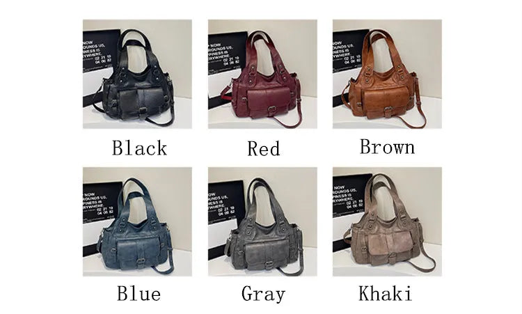 Women Tote Bag Fashion Underarm Pouch Large Capacity Soft Pu Leather Shoulder Bag Retro Crossbody Bag Casual Portable BucketBags