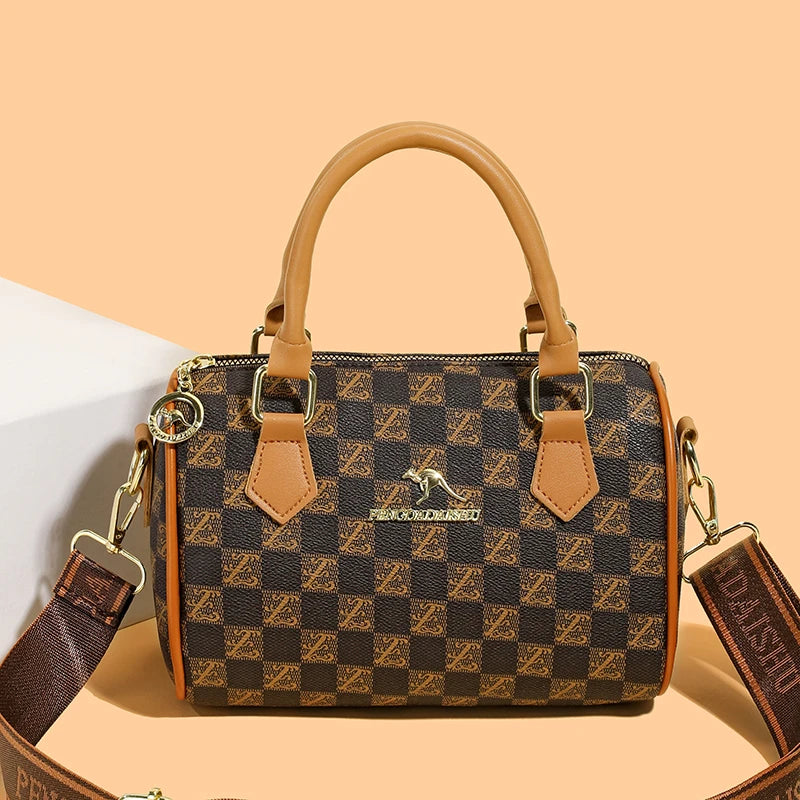 New vintage printed Boston handbag, trendy bags, versatile messenger bag