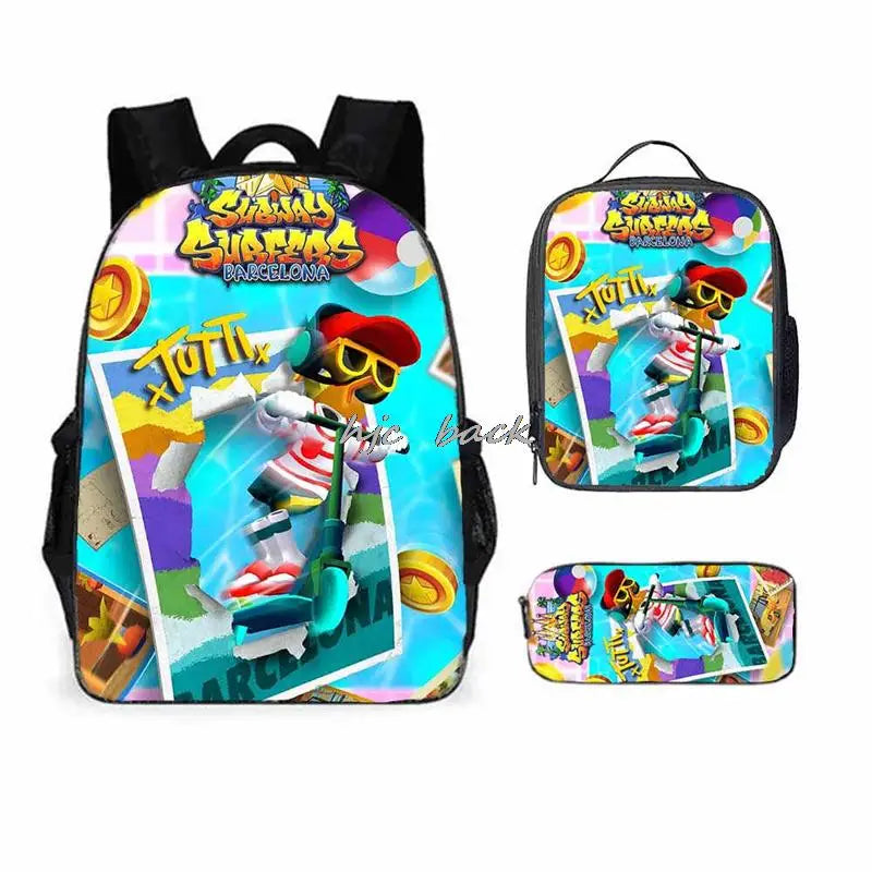 School Bags Girls Boys Subway Surfers Primary Kids School Backpcak 3Pcs Cartoon Schoolbags Kids Mochilas Escolar Infantil Gift