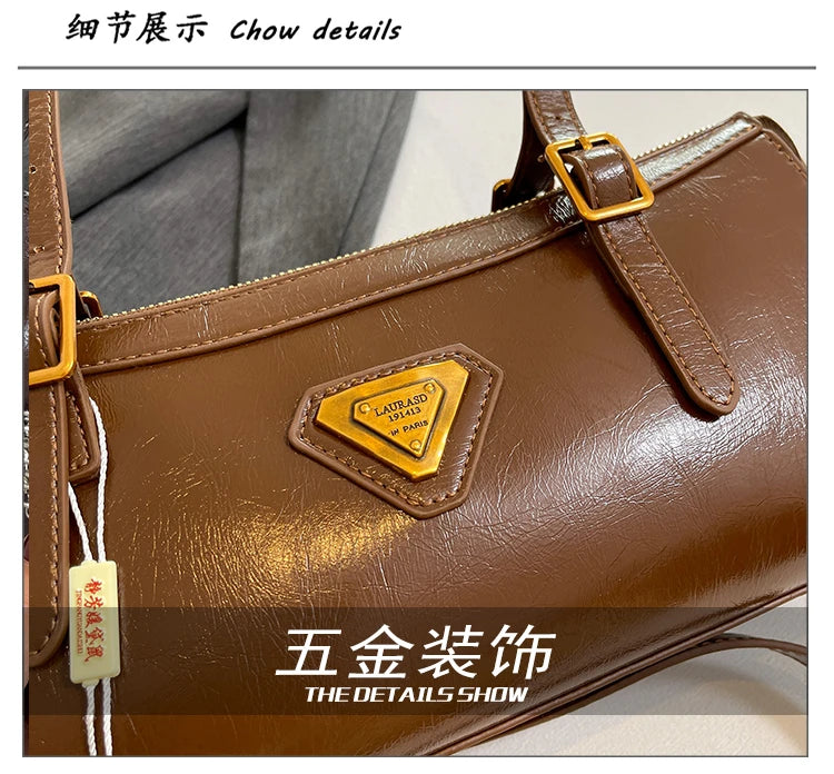Luxury Brand Leather Messenger Bag, Women's Crossbody Bag For Ladies, Elegant Tote Bags With Famous Designer Popular Style