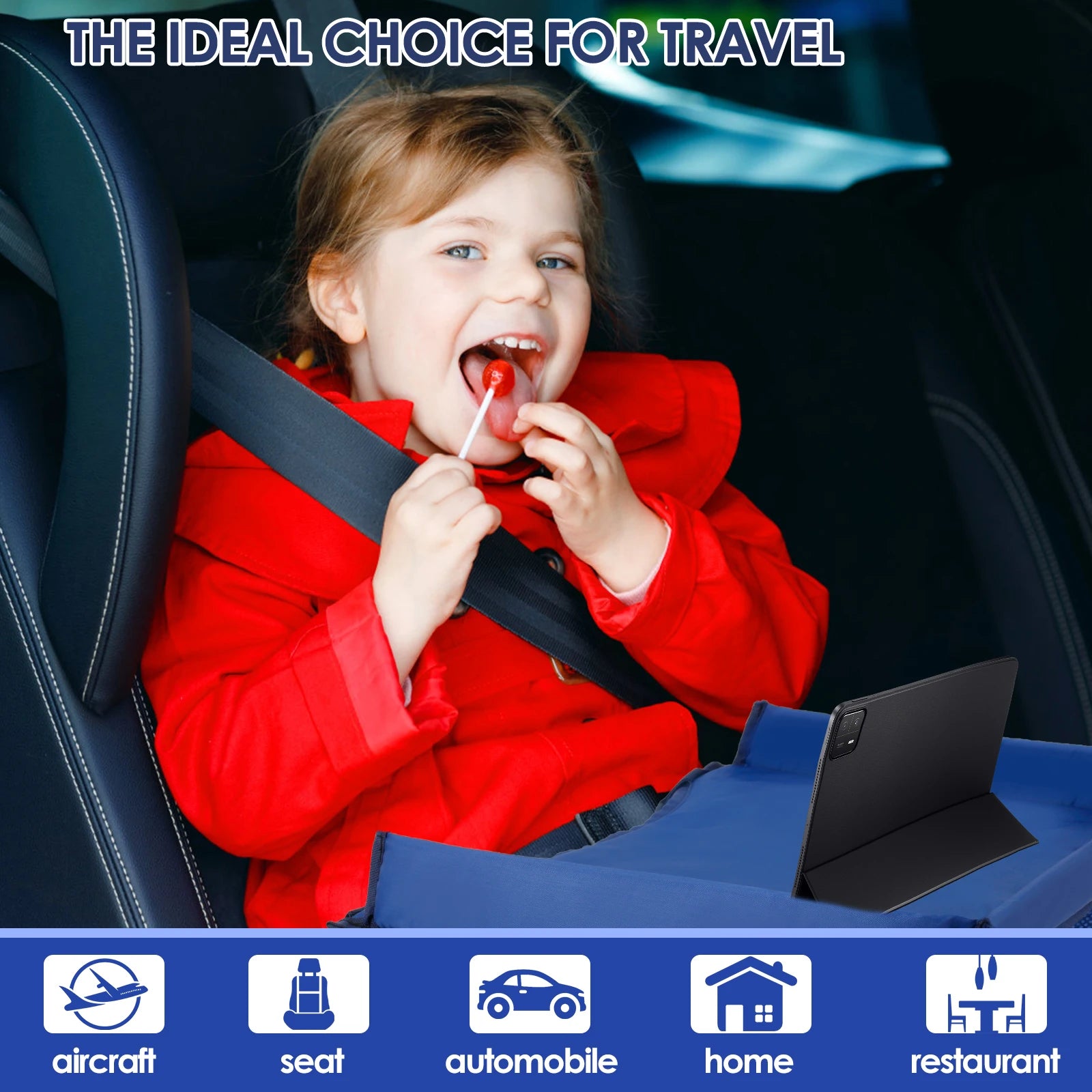 Car Seat Kid Travel Tray Foldable Safety Seat Play Table Organizer Storage Snacks Toys Toddler Car Seat Tray For Kids Activities
