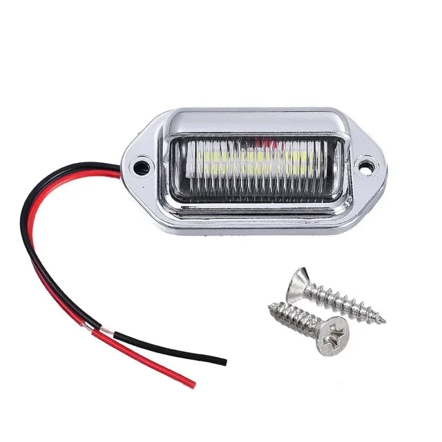 6 LED Car License Number Plate Lights Waterproof 12-24V Universal Truck RV Trailer Tail License Plate White Side Lamp Bulbs