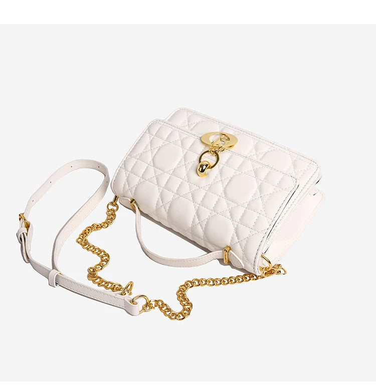 Luxury Black Quilted Handbag Women's Chain Shoulder Bag Designer Crossbody Bags for Women Ladies Elegant Sling Bag for Daily