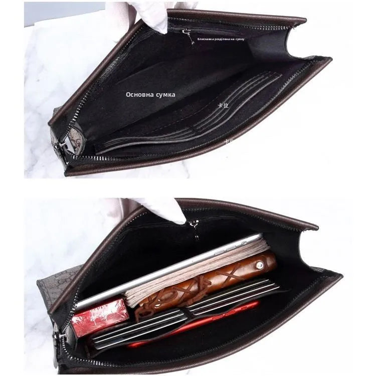 Luxury Men's Clutch Bag High-End Envelope Sle Casual Busin Wallet Trendy Handheld Soft Synthetic Leather for Young Men