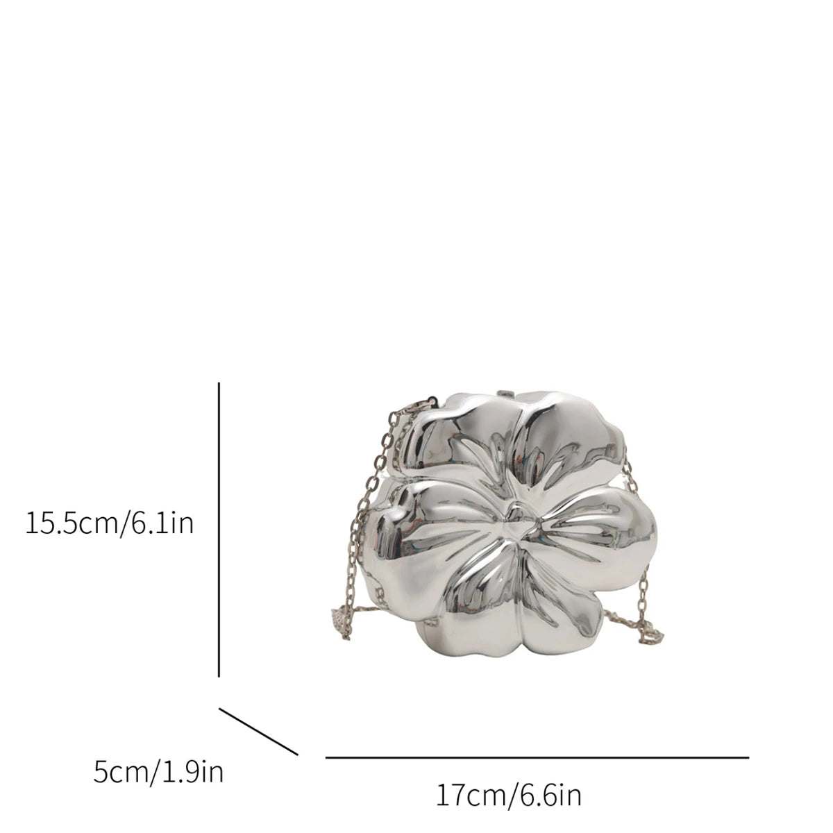 Elegant PVC Flower Shiny Evening Shoulder Bags For Women Lightweight Mini Chain Shoulder Bag Magnetic Closure For Party Dinner