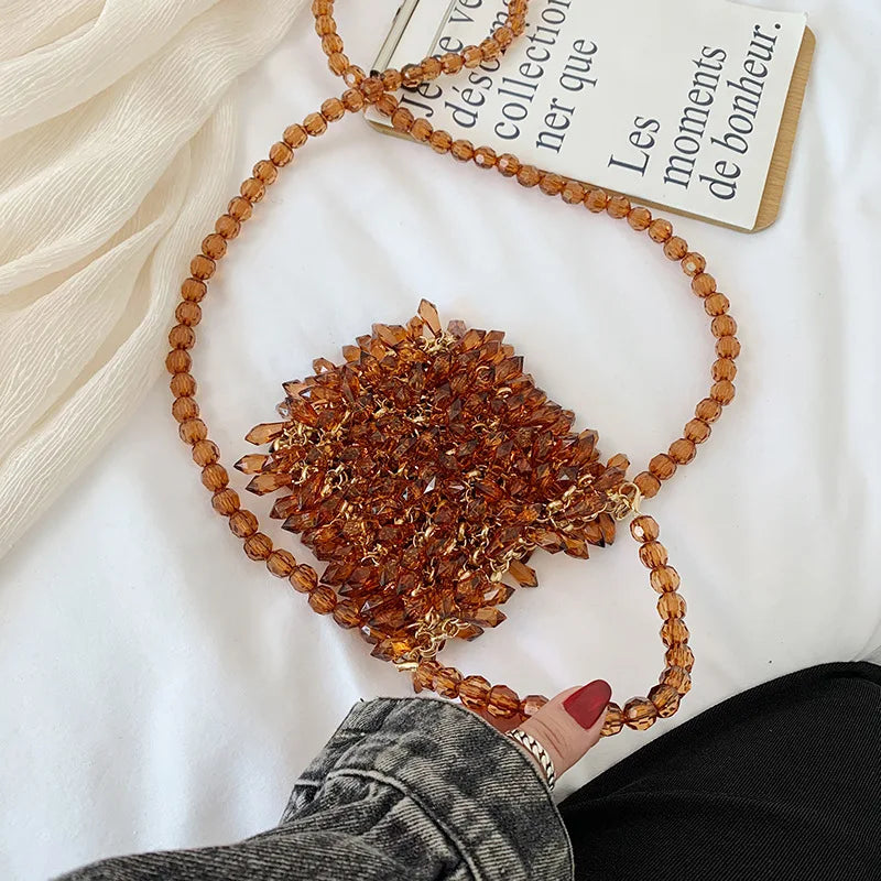 Evening Clutch Bags 2020 New Beaded Small Purses Women's Wallet Trendy Texture Transparent One-shoulder Messenger Bag Handmade