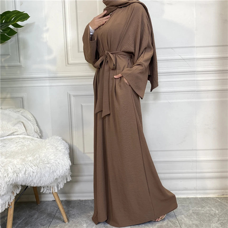 Abaya Women Muslim Long Dresses African Open Kaftan Dubai Turkey 2 Piece Set Luxury Islam Morocco Clothing Caftan Fashion Modest
