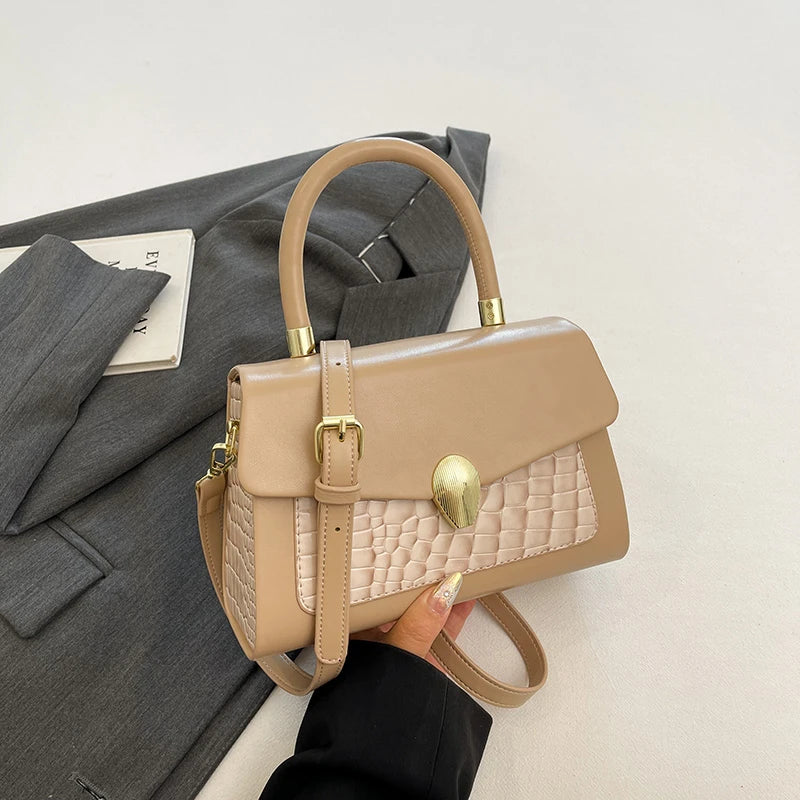 Luxury Black Handbag Classic Women Bag 2024 New Designer Shoulder Bag High Quality Solid Pu Leather Crossbody Small Square Bag