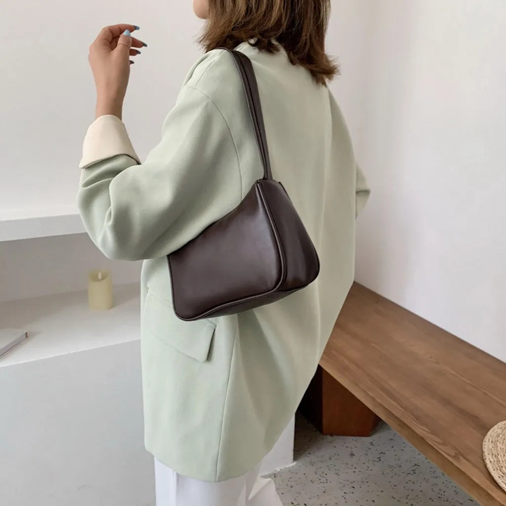 Retro Women Solid Color Zipper Phone Bag Hand Bag Shoulder Bag Armpit Bag Casual 2024 Bags For Women сумка женская