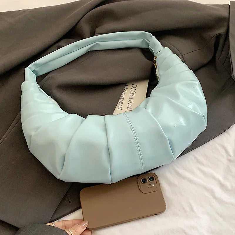 Silver Handbags Women Dumpling Shoulder Bag Fashion Luxury Ladies Hobos Bags High Capacity Female Tote Bag Black