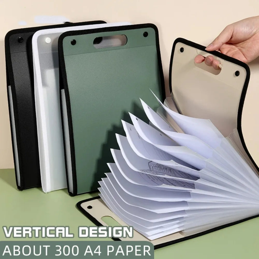 Briefcases A4 Vertical Folder PP Material Portable 13 Pocket File Folders Durable Organ Bag A4 File Storage Bag Office