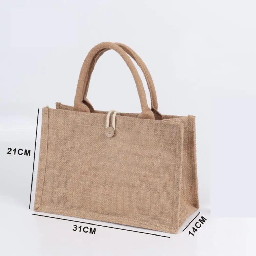Burlap Jute Tote Bag Vintage Reusable Grocery Shopping Wedding Birthday Gift Bag Handmade Handbags Multifunctional Flax Tote