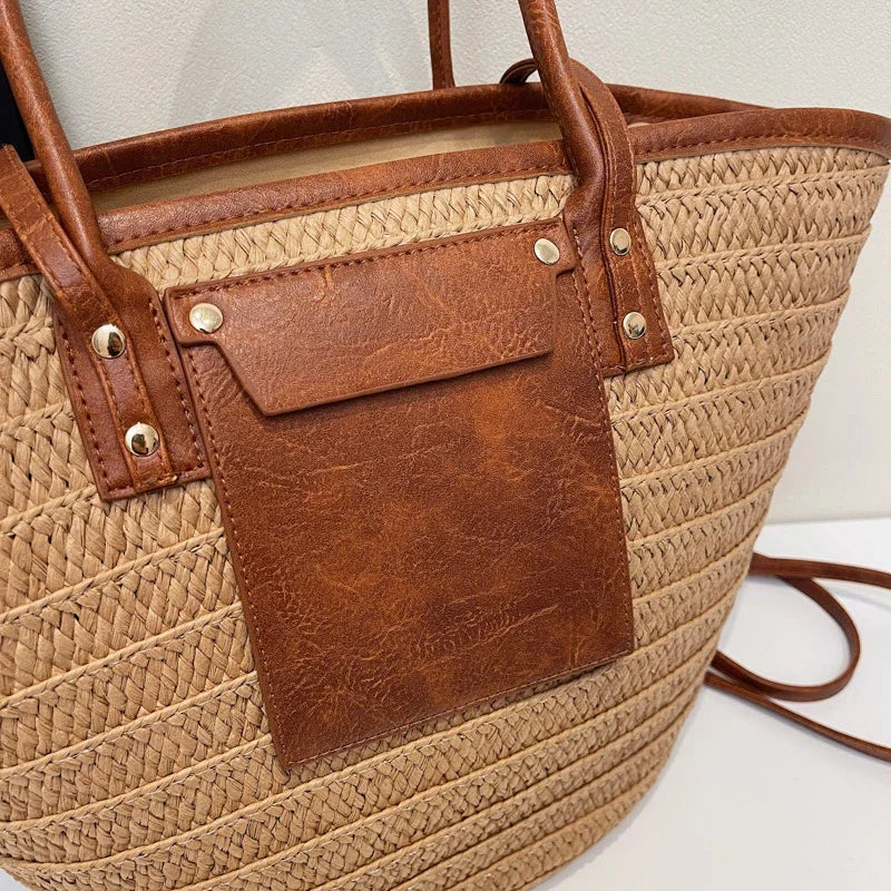 Luxury Designer Straw Beach Bag Large Capacity Beach Shoulder Bag For Women Summer Raffia Handbag Shopper Basket Tote Travel Bag