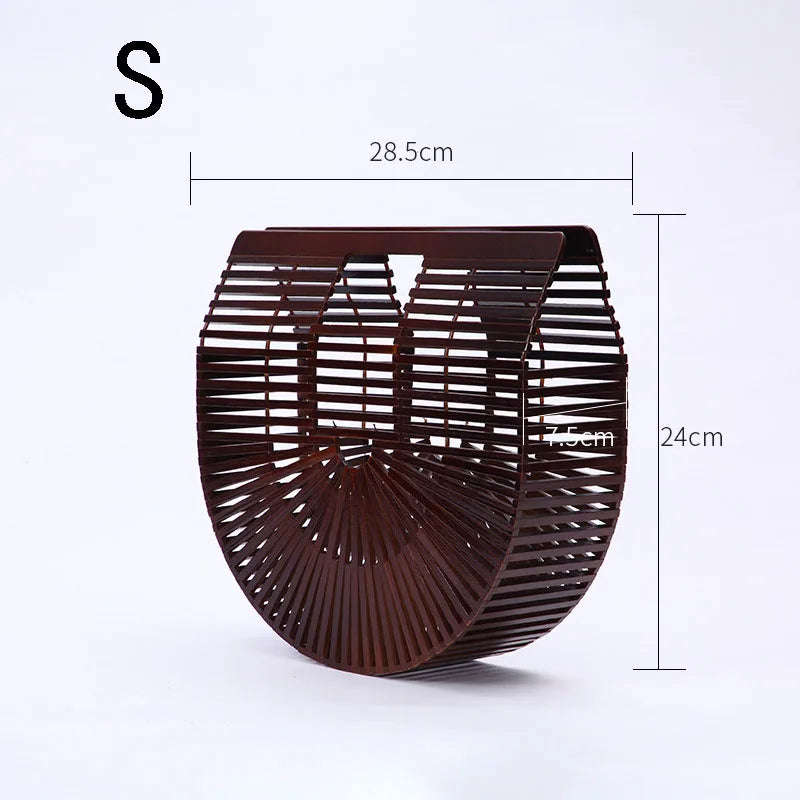 Fashion Straw Bag Bamboo Semi-circular Handbags High quality Hand woven Women Bags Bohemia Summer Ladies Beach Bag Bamboo Bags
