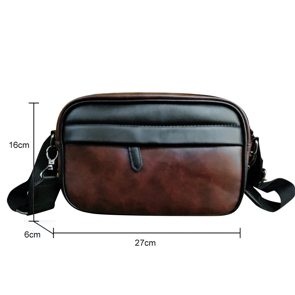 Luxury Business Shoulder Bag for Men Design Plaid PU Leather Messenger Crossbody Bag Casual Zipper Small Square Sling Bag Pouch