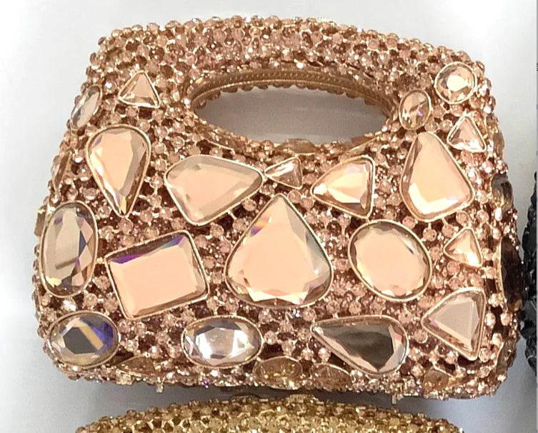 XIYUAN Crystal Clutch Purse Women Luxury Evening Bags Party Diamond Shoulder Bags Cocktail Rhinestone Handbags Golden Gem Purses