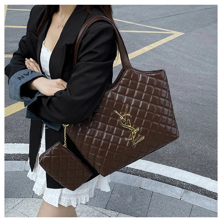 2025 New Women's Tote Bag Diamond Quilted Mother Daughter Purse, Retro Handheld Shoulder Bag, Spacious & Stylish, Casual/Office