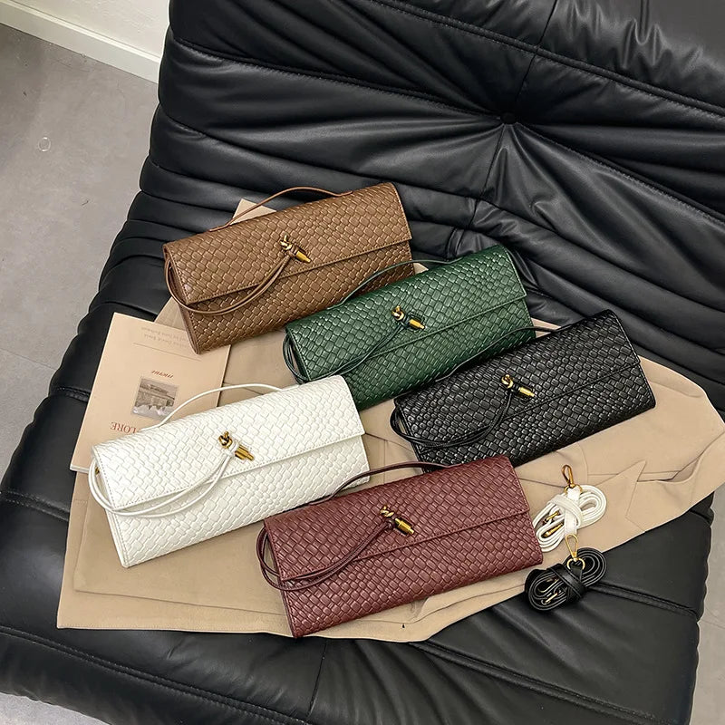 Woven Crossbody Bag for Women Woven Handbag Soft PU Leather Shoulder Bag Evening Clutch Chic Famous Brand Luxury Flap Bag ﻿2025
