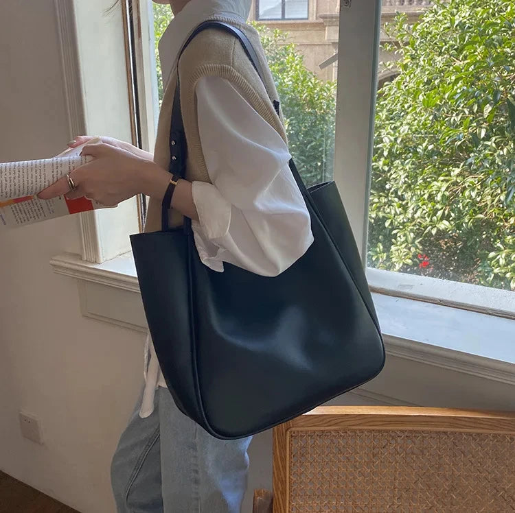 Luxury Tote Bag for Woman 2024 Trend Large Capacity Female Shoulder Bag High Quality Leather Simple Designer Woman Handbag