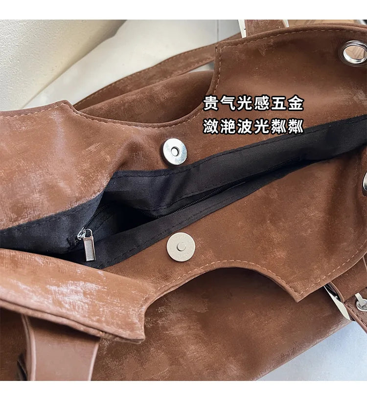 Personality Tote Bag for Women Solid Suede Pillow Underarm Bags Large Capacity Female Commute Shoulder Bags Matte Travel Pack