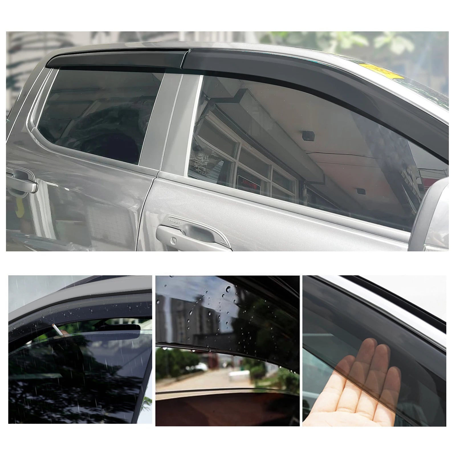 Sun Rain Guard Window Dflectors Window Visor  for Ford Ranger Raptor Next Gen 2023 2024 Double Cabin Model Weather Shield  4PCS