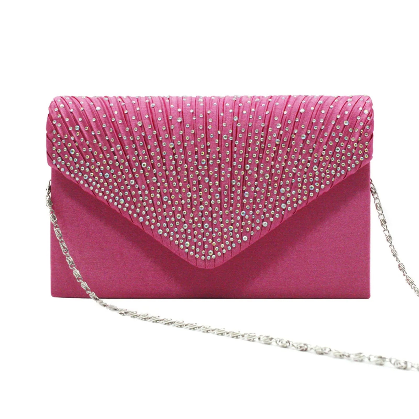 Women's  Luxury Silk Evening Clutch Bag - Elegant Women’s Prom/Wedding Handbag with Detachable Chain Strap & Secure Closure