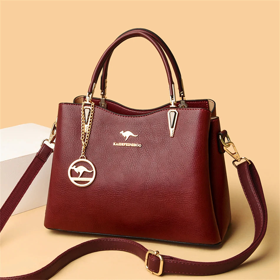 Luxury Soft Leather Handbag Women's Bag 2022 Trend Designer 3 Layers Shoulder Crossbody Sac Ladies Large Capacity Messenger Tote