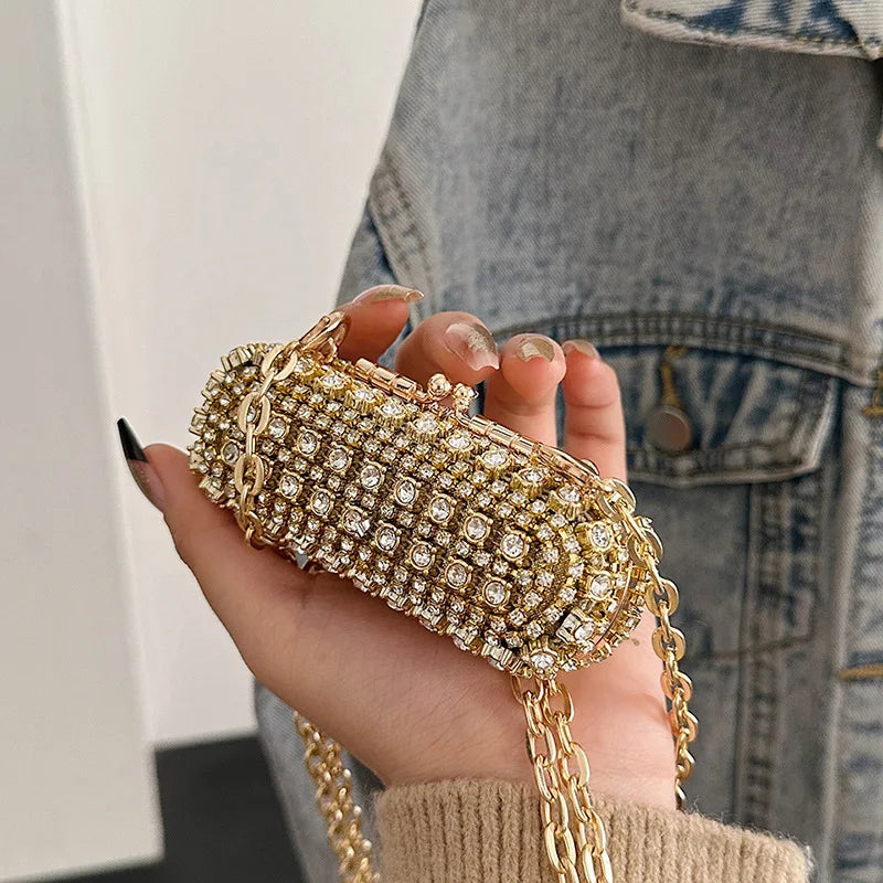 Mini Evening Bags for Women 2025 New Fashion Diamonds Shoulder Bag Ladies Luxury Cute Chain Party Lipstick Crossbody Bag Woman