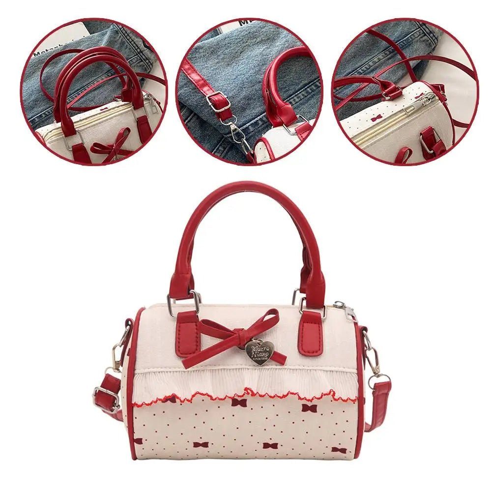 Bow Handbag Large Capacity Waterproof Single Shoulder Bag Adjustable Strap sweet cute Casual shopping Tote Bag