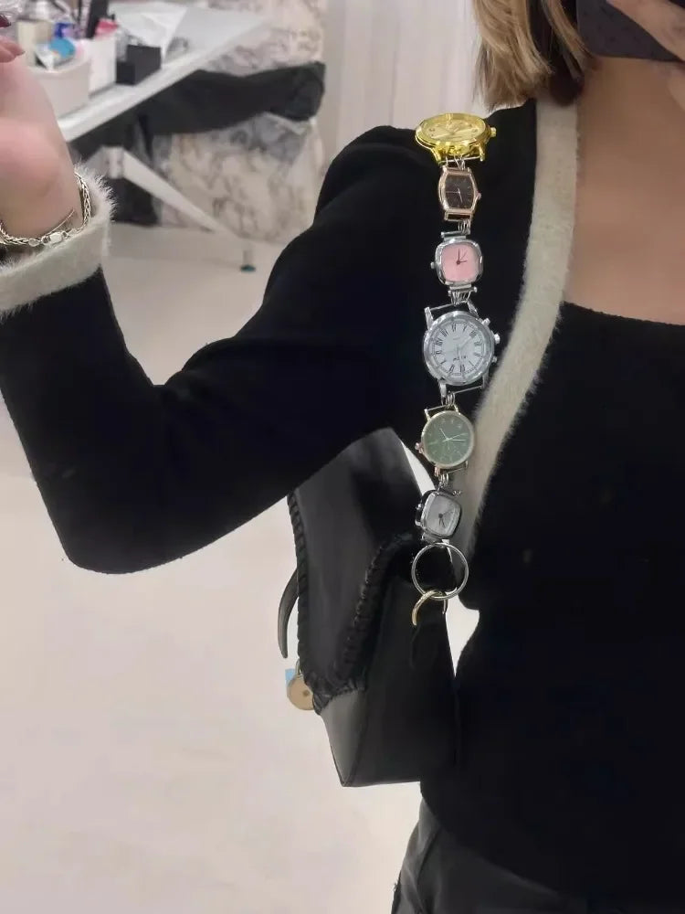 Designer Luxury Saddle Bag Women 2025 New In Fashion Chic Metal Watch Strap Shoulder Bag Trend Graffiti Novelty Female Bags