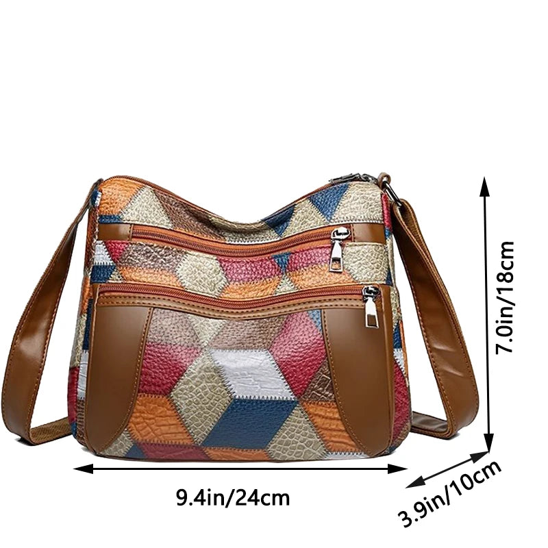 Women's handbags are suitable for middle-aged and elderly mothers, travel cross-body bags with geometric patterns