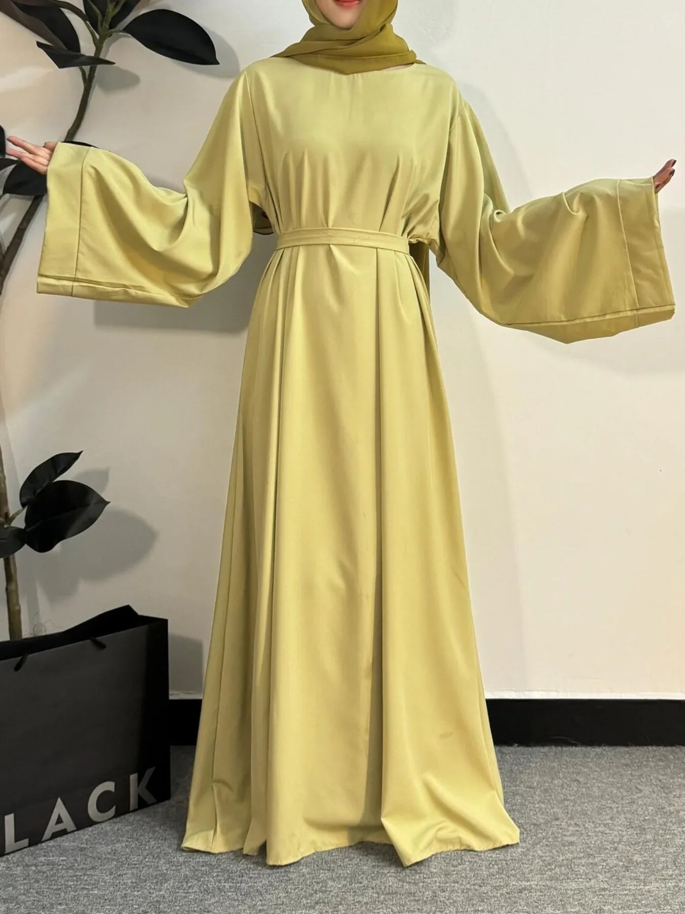 Muslim Abayas Women Kaftans Prayer Dress With Belt Full Sleeve Islamic Clothing Dubai Robe Ramadan Dresses Women Jilbabs