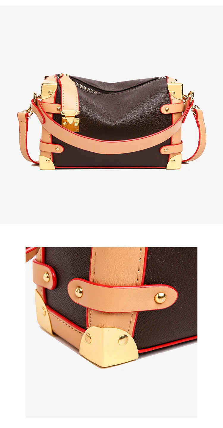 French Luxury Box Bag Mini Square Purse, Multi-Way Shoulder/Crossbody, High-End PU Leather, Compact & Stylish, Elegant Work Bag