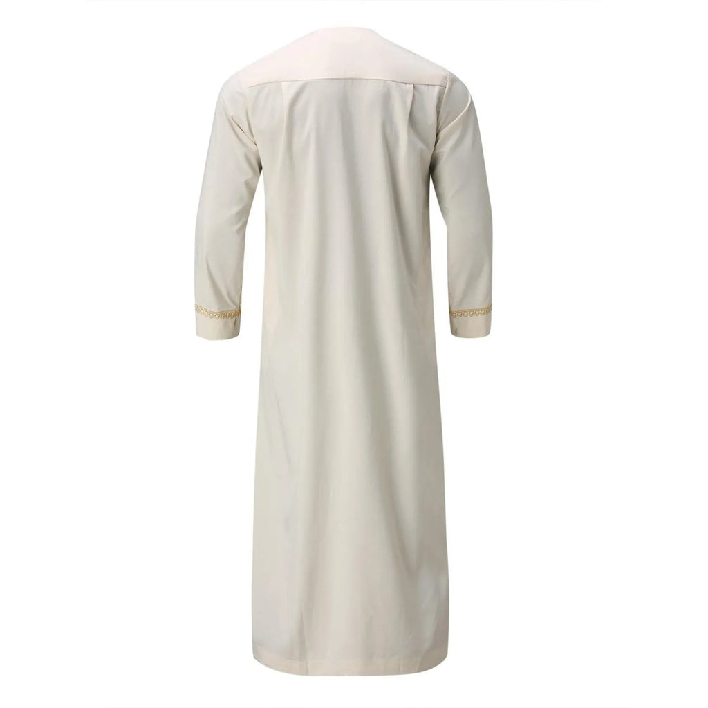 Traditional Muslim Clothing Men's Muslim Shirt robe embroidery Islamic Royalty Dubai Robe O-Neck Long Sleeve Retro Loose Abaya